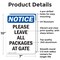 Signmission Please Leave All Packages At Gate, 7 in W x Rectangle, Aluminum OS-2PACK-NS-A-710-V-17505 - alternate 3